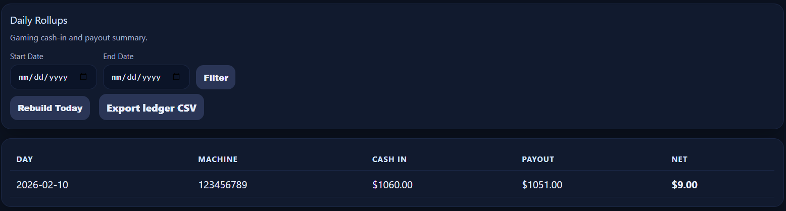 Transactions and payout view